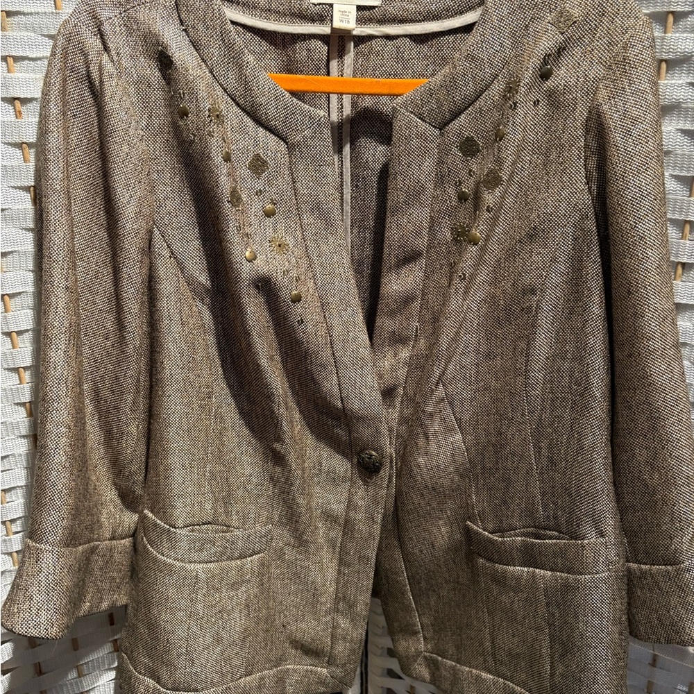 Coldwater Creek Taupe Blazer with Embellishments